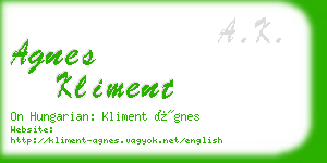 agnes kliment business card